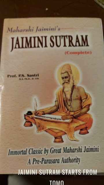 Jaimini sutram starts from tomo